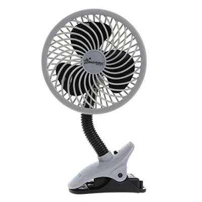 Image of Dreambaby Deluxe Clip On Stroller Fan with Protective Cover &amp; Flexible Neck Suitable for Strollers, Playpen, Cribs, Table, Desk (Caged, Grey/Black)