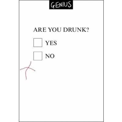 Image of Humorous Blank Greeting Card (WDM5766) Drunk Test Genius