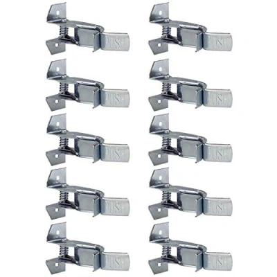 Image of Wideskall Heavy Duty Metal Gaint Spring Grip Clamp Tool Hanger Wall Orgainzer for Garage Closet Brooms and Mops Mount Holder (Pack of 10)