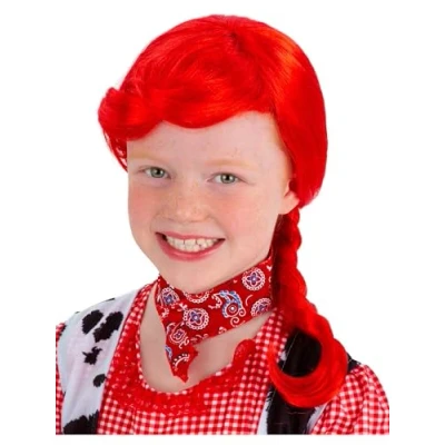 Image of Smiffys Cowgirl Plait Wig, Red, Girls Fancy Dress, Child Dress Up Wigs