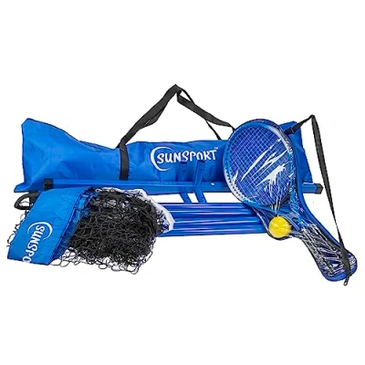 Image of Sunsport Short Tennis Set Racket, Ball &amp; Net Outdoor Games for Families, Adults Kids Easy up, Fun All Ages, Durable Use Summer, Beach, Garden Parties