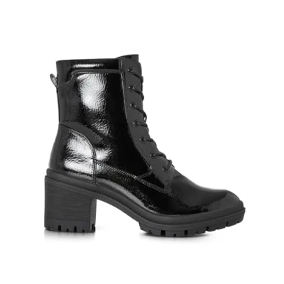 Image of Joe Browns Women&#039;s Patent Lace Up Chunky Ankle Boots, Black, 5 UK