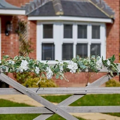 Image of Garden Mile 180cm Decorative artificial flower garland for Indoor Outdoor Use Waterproof Garlands Hanging flowers decoration, Wedding, Spring Garland, Party, Easter (Hydrangea)