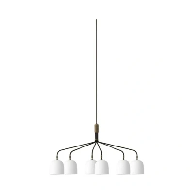 Image of GUBI Howard 6 bulb chandelier 134x73 cm gunmetal/white