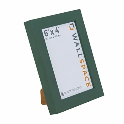 Image of Wall Space 6x4 Green Frame Modern Photo 6 x 4 inches Wooden 4x6 Frames made from SOLID WOOD with REAL GLASS