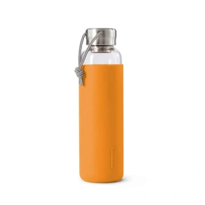 Image of Black+Blum Glass Leak Proof, Lightweight Travel Water Bottle with Protective Sleeve, Stainless Steel, Nylon, Polypropylene and Silicone, Orange, 600 ml