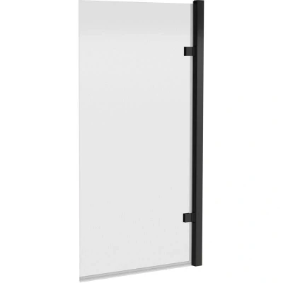 Image of Hinged Straight 8mm Toughened Safety Glass Reversible Shower Bath Screen Black