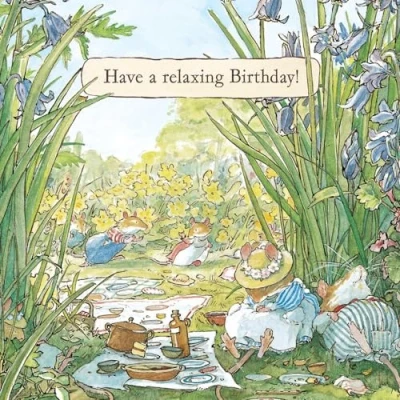 Image of Brambly Hedge Snoozing Under the Bluebells Birthday Greeting Card with Envelope