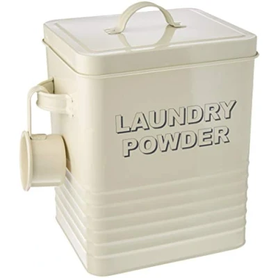 Image of Laundry Powder Tin with Scoop Sweet Home, Metal, 18 x 15 25 cm (Cream)