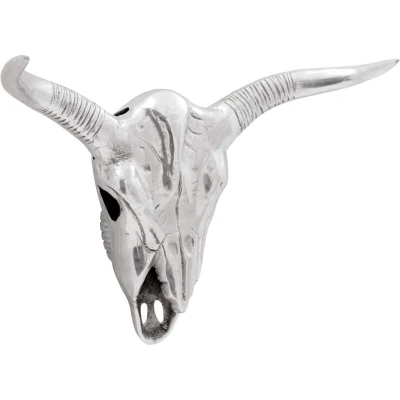 Image of vidaXL Wall Mounted Bull Skull Silver 49x10x36 cm Aluminium