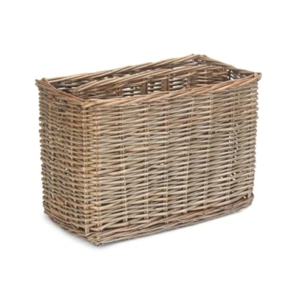Image of Red Hamper Antique Wash Finish Wicker Magazine Rack, Brown, 26 x 43 29 cm
