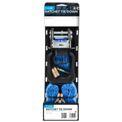 Image of Simply RTD003 Ratchet Tie Downs Pack of 1 High Break Strength 1000kg Certified by TUB &amp; GS Easy to Use 5m x 35mm Length