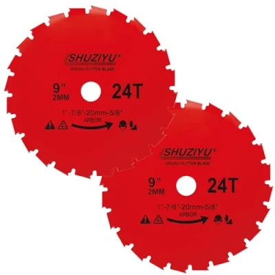 Image of LSHUZIYU, 2 PACK, 225x2mm 24T, Arbor 25.4mm with 22.23 20 16mm Washer, Brush Cutter Blade, Trimmer Weed Blade.