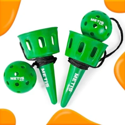 Image of FORZA METIS Play Cup and Ball Game [1 or 4 Pcs] Develop Hand Eye Coordination Vibrant Colour Options Ideal for All Ages (Green, Pack of 1)