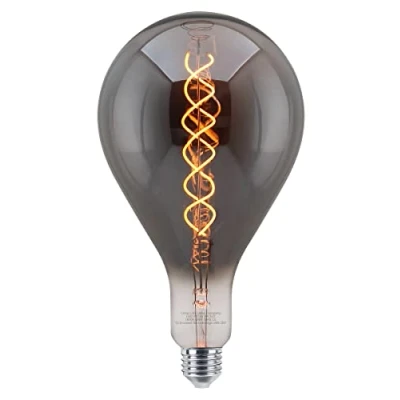 Image of Long Life Lamp Company LED Filament Light Bulb E27 Smoked Glass Edison Vintage 4w Coil Warm White PS160GREY