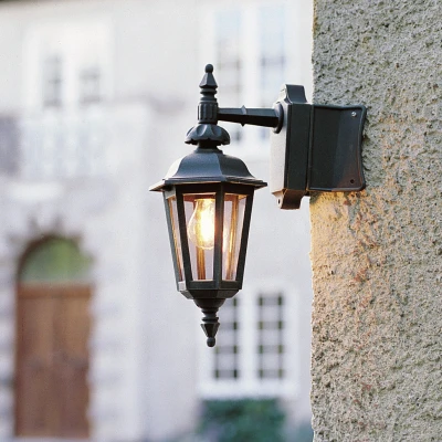 Image of Pallas Outdoor Classic Lantern Down Wall Light Matt Black, IP23