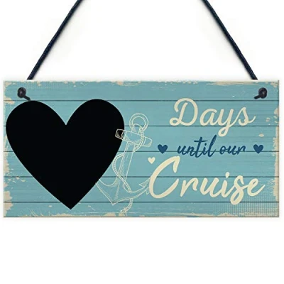 Image of RED OCEAN Holiday Countdown CHALKBOARD Sign Days Until Our Cruise Home Decor