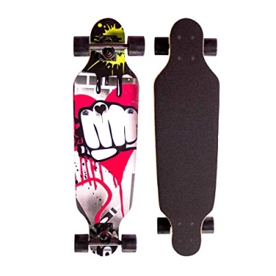 Image of Sumeber Longboard Skateboard 31 Inch for Beginners Twin Tip Street Long Board Complete Drop Through Freeride Skating Cruiser Boards with Light Up Wheels Teens Adults Children As Gifts (Totem)