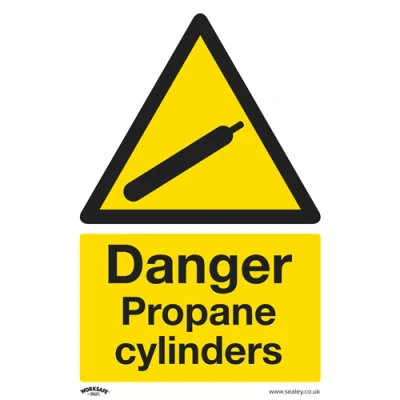 Image of Worksafe Warning Safety Sign Danger Propane Cylinders Rigid Plastic Pack of 10