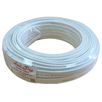 Image of AudioPro Loud Speaker Cable 2 x 17AWG / 2x 93 Multi Strand for Home Audio Hi Fi Surround Sound etc Available in White or Transparent 25m 50m (25m, White)