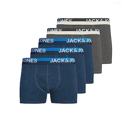 Image of JACK &amp; JONES Jacinjected Trunk for Men (5 Pack (3X Navy Blazer Melange, 2X Dark Gray Melange), Medium)