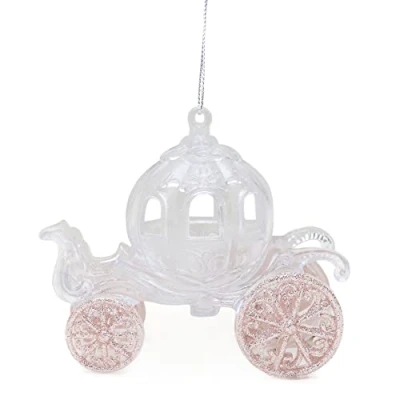 Image of Christmas Concepts® 10cm (4&quot;) Glitter Decorated Princess Carriage Decoration (ROSEGOLD, 1)