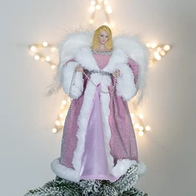 Image of Christmas Workshop 12&quot; Pink &amp; White Dress Tree Top Angel