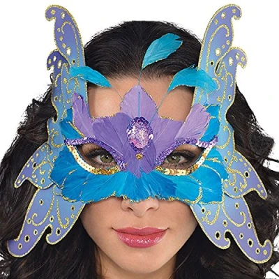 Image of amscan 844001 55 Alluring Purple Butterfly Party Mask, 1 Pc, Multi Colour