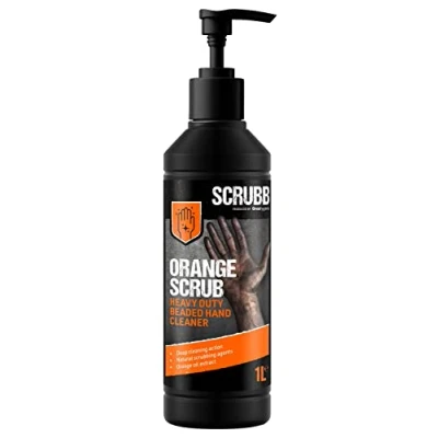 Image of SCRUBB Orange Scrub Heavy Duty Beaded Hand Cleaner, Deep Cleaning Action with Scrubbing Agents, 1L Pump Top