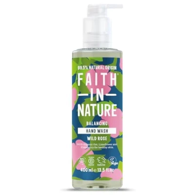 Image of Faith In Nature Natural Wild Rose Liquid Hand Wash, Balancing, Vegan and Cruelty Free, No SLS or Parabens, 400 ml