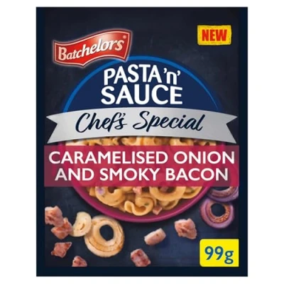 Image of Batchelors Pasta &#039;n&#039; Sauce Chef&#039;s Special Caramelised Onion &amp; Smoky Bacon Instant Ready Meal, 99 g Packet (Pack of 1)