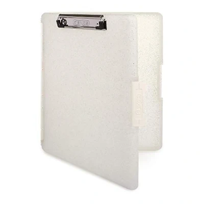 Image of Dexas Slimcase 2 Plastic Clipboard with Storage and Side Opening, Natural Glitter White Binding, Office Supplies Clipboards to Organize, Carry Store, A4 Holder, Nursing