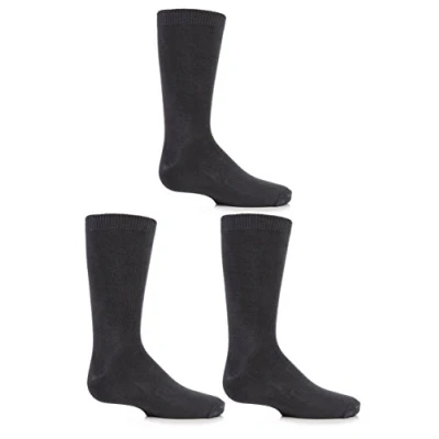 Image of SockShop Boys and Girls 3 Pair Plain Bamboo Socks with Comfort Cuff Handlinked Toes Grey 6 9 (1 Years)