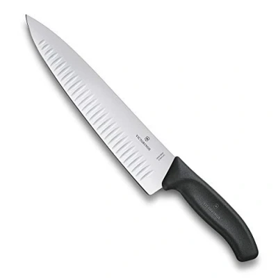 Image of Victorinox Swiss Classic, Carving Knife, Extra Sharp Blade, Fluted Edge, 25 cm, Plastic Handle, Stainless Steel, Black
