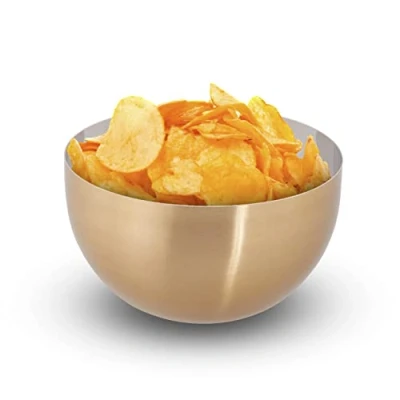 Image of Relaxdays Round Serving Bowl, Gold/Silver, 15 cm