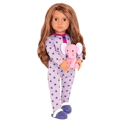 Image of Our Generation Maria Doll 18 inch Sleepover with Elephant Plush Toy Includes 3 Piece Clothing Set