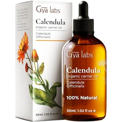 Image of Gya Labs Organic Calendula Oil for Skin 100% Pure Natural Carrier Face Oils Hair Health, Body Lotions, Soaps &amp; Moisturizer (30ml)