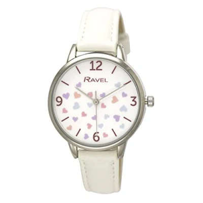 Image of Ravel Women&#039;s Coloured Hearts Fashion Watch Analogue Quartz RF012.4 White