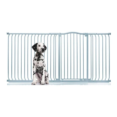 Image of Bettacare Extra Tall Curved Top Dog Gate, 207cm 216cm, Matt Grey, 100cm in Height, Pressure Fit Pet Gate for and Puppy, Barrier, Easy Installation