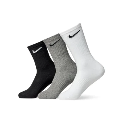 Image of NIKE Unisex U Nk Everyday Cush Crew 3pr Socks, wh(blk dgh(blk Blk(wh), L UK
