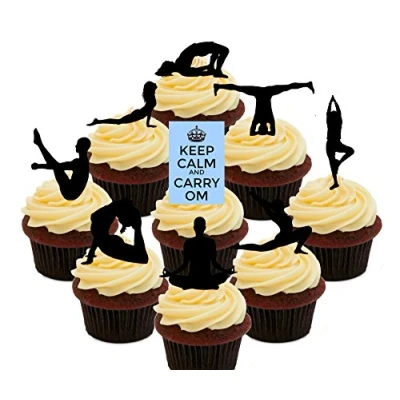 Image of Made4You Yoga Silhouettes Edible Cupcake Toppers Stand up Wafer Cake Decorations (Pack of 36)