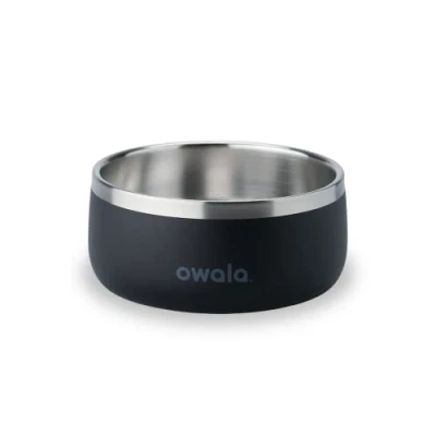Image of Owala Pet Bowl Durable Stainless Steel, Food and Water for Dogs, Cats, All Pets, Non Slip Base, 24oz, Black (Very, Very Dark)