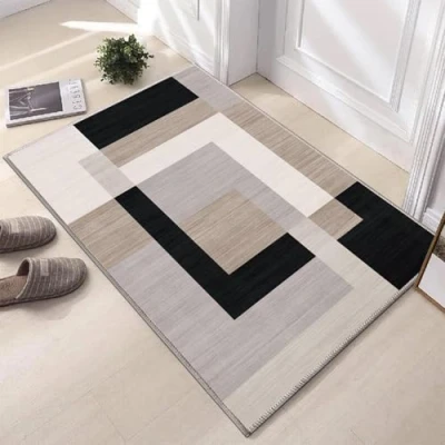 Image of Hafaa Door Mats 80 x 150 cm Non Slip for Kitchen Floor Soft Heavy Duty Doormats Inside Stylish Printed Welcome Front Doormat Dirt Trapper Indoor Outdoor Mat (Milo Neutral)