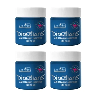 Image of 4x La Riche Directions Semi Permanent Hair Color 100ml Tub Lagoon Blue