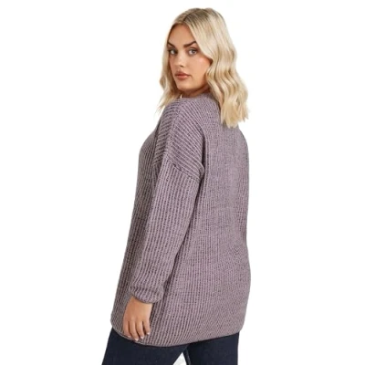 Image of Yours Curve Knitted Crew Neck Jumper Women&#039;s Plus Size Pink