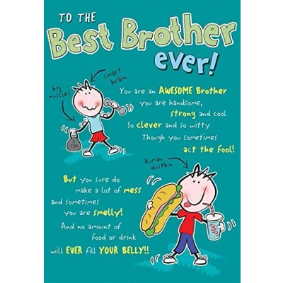 Image of Piccadilly Greetings Humour Birthday Card Brother 9 x 6 inches