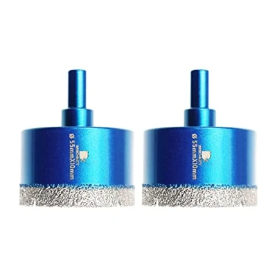 Image of Dry Diamond Core Drill Bit Set,BRSCHNITT 2pcs 55mm Hole Saw with Triangle Shank for Porcelain Tile Ceramic Stone Granite Marble