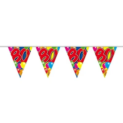 Image of Balloon Design Bunting No 80th Birthday, 10 metres Long