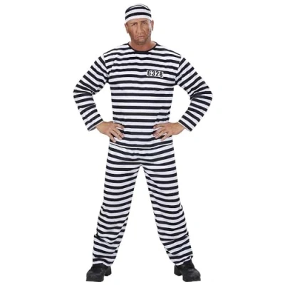 Image of Mens Prisoner Costume Extra Large UK 46&quot; for Prison Convict Jail Fancy Dress