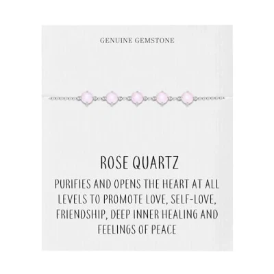 Image of Philip Jones Rose Quartz Gemstone Bracelet with Quote Card